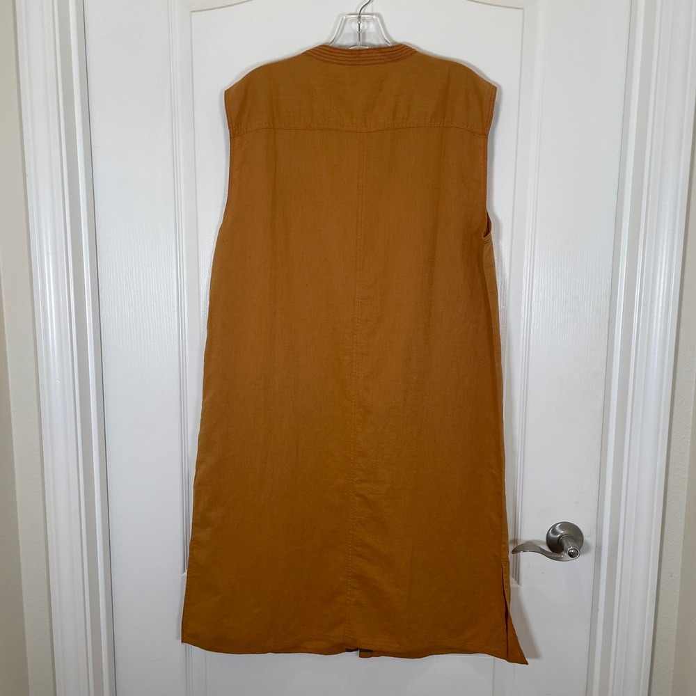 Gudrun Sjoden Safari Dress Organic Cotton Linen Button Front Orange Boho NWT M‎ - Picture 6 of 7